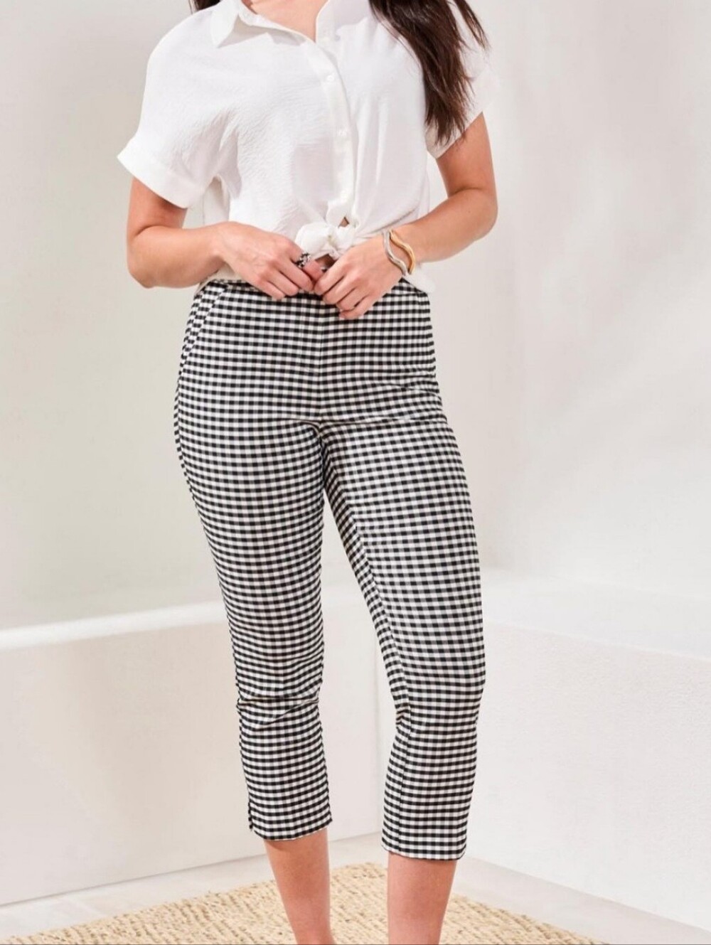 Issac Mizrahi Live Petite Stylish Cropped Checkers Pants Size 12